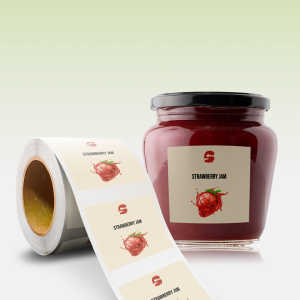 Personalized jam labels applied to a jar