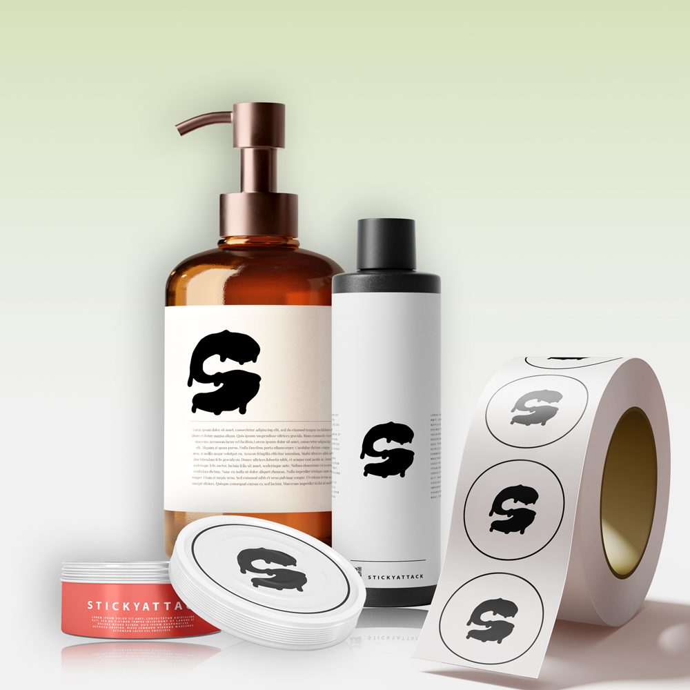 StickyAttack custom cosmetic labels for bottles and jars