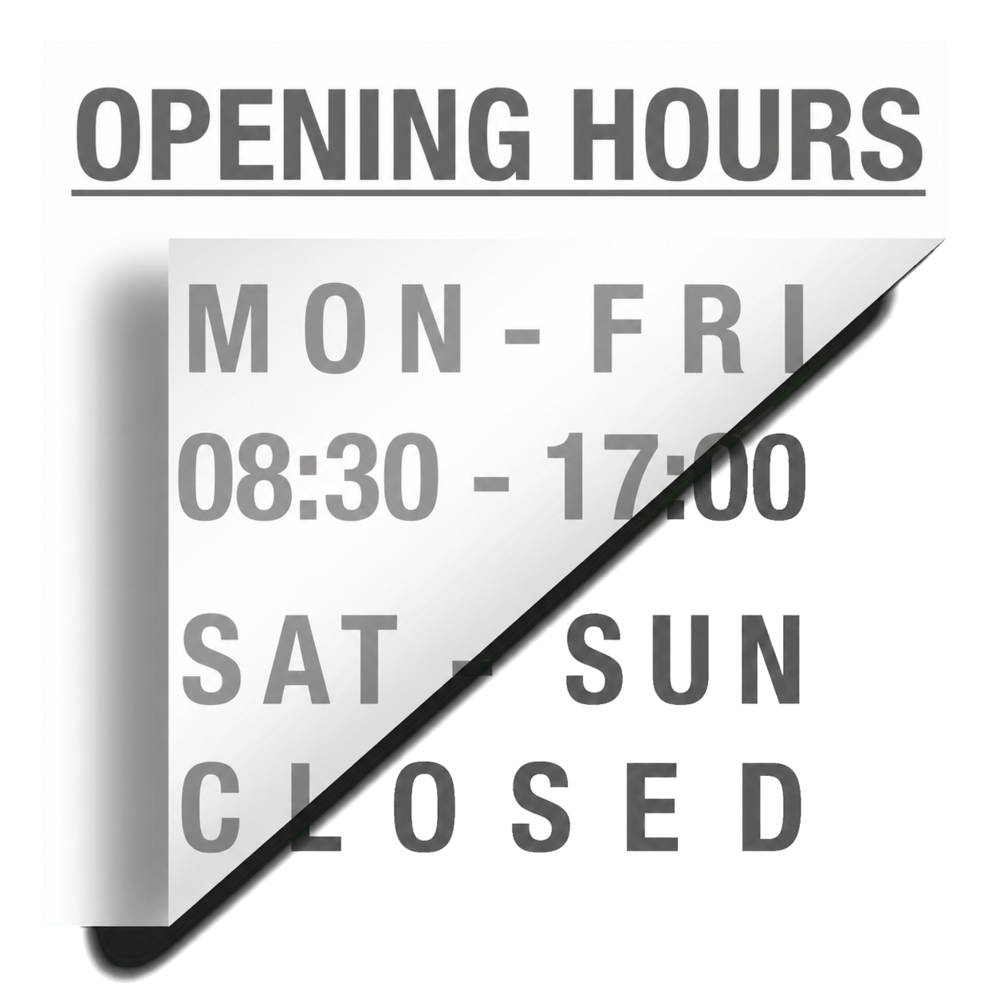 Shop hours custom stickers