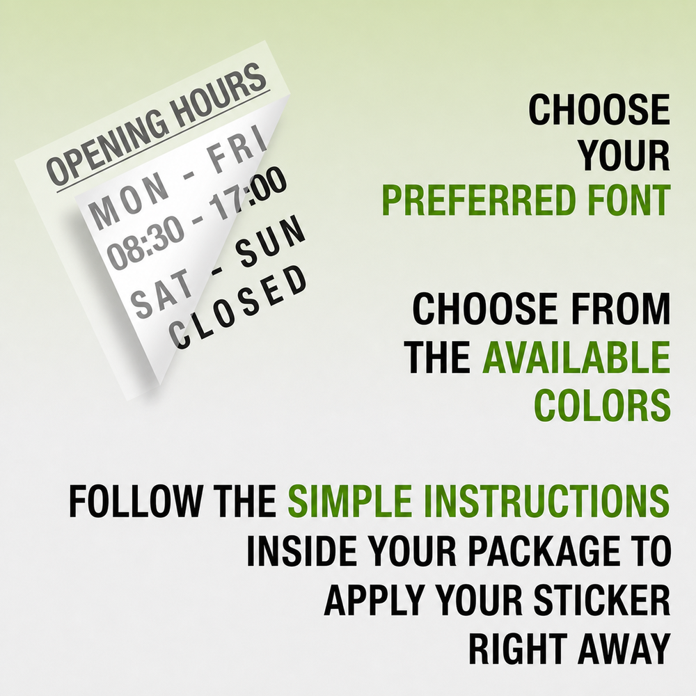 How to apply the custom shop hours sticker